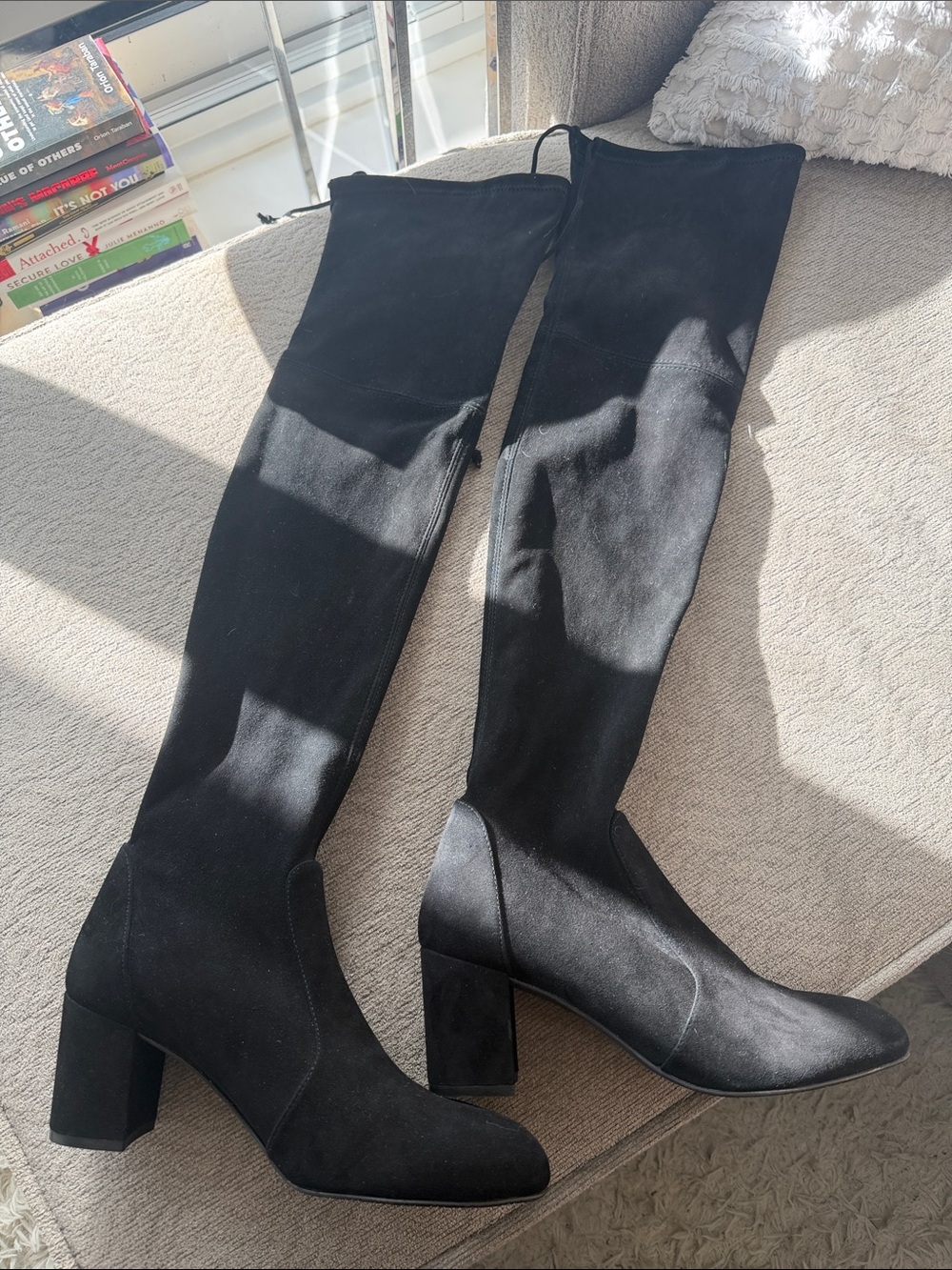 Stuart Weitzman Black Over-the-Knee Block Heel Boots